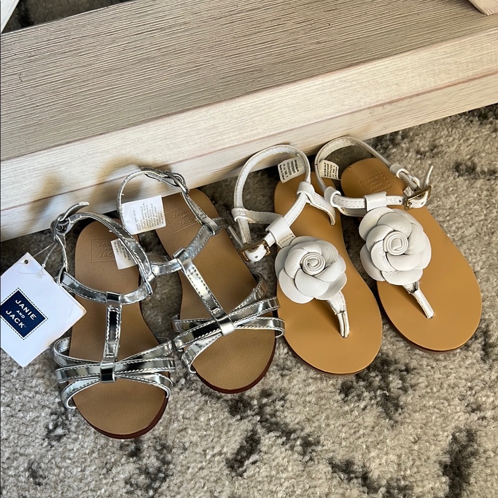 Janie and Jack Silver and White Sandals Elegant Summer Style